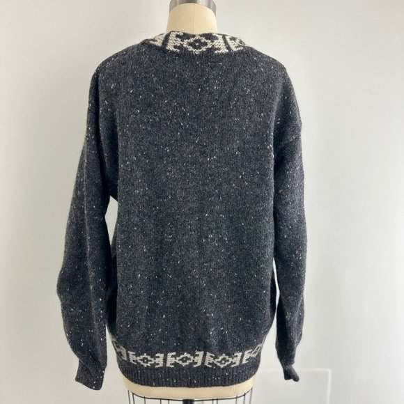 Vintage SISLEY Italy Gray Wool Grunge Boyfriend Cardigan Sweater - Picture 6 of 10